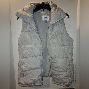 Old Navy Light Gray Quilted Puffer Vest